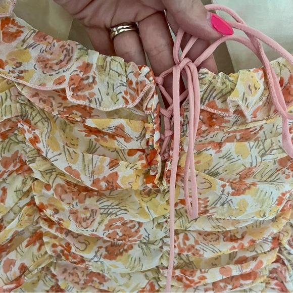 Free People NWT Mabel Ruched Print Blouse Size Large - Picture 11 of 14